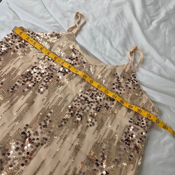 Shein NWT mesh sequin cami top Large 8/10 gold cream - Picture 10 of 13